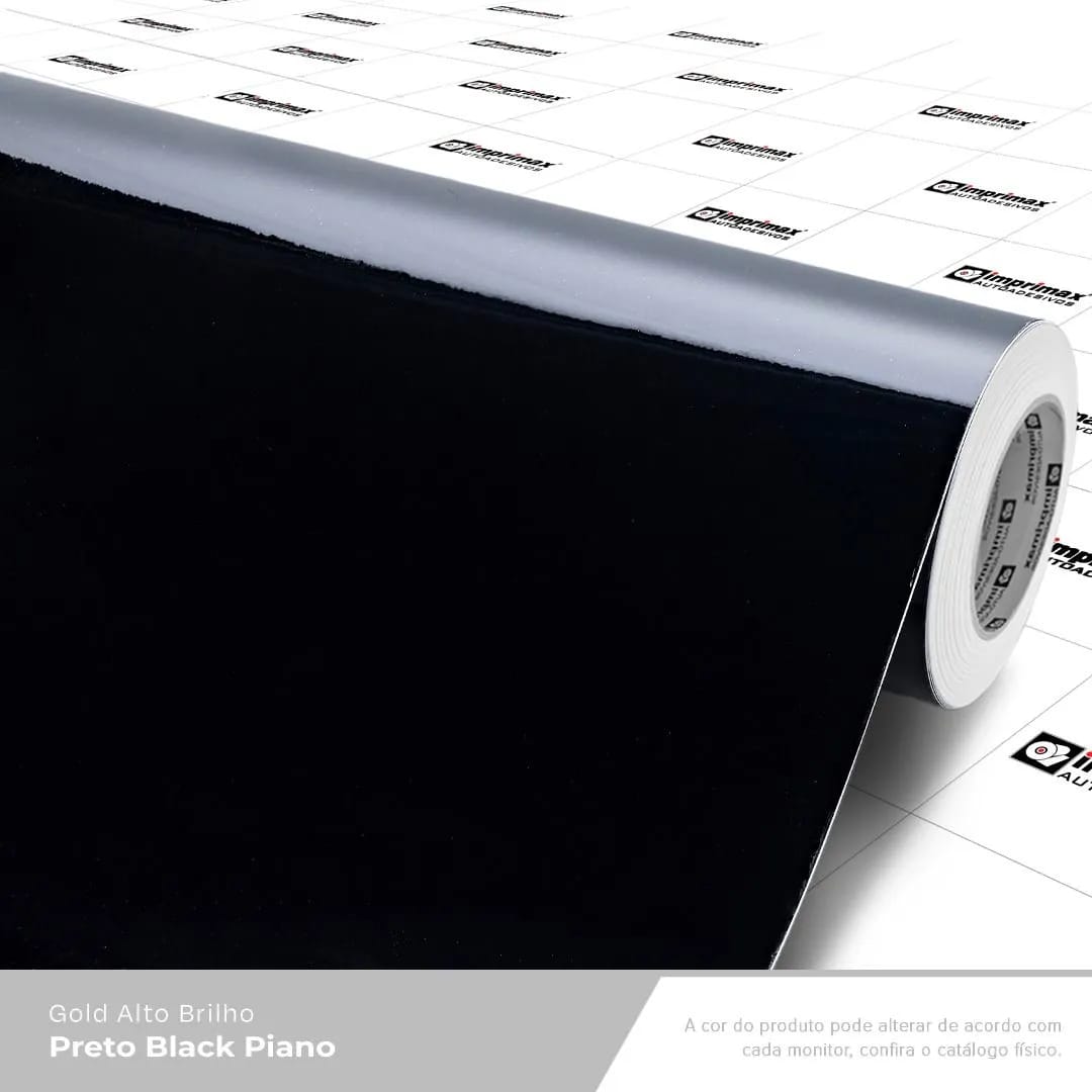 ADESIVO GOLD ALTO BRILHO PRETO BLACK PIANO 1,40 mts largura
