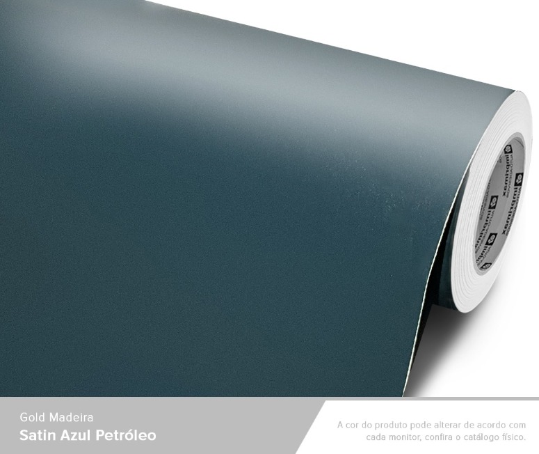 ADESIVO GOLD MADEIRA SATIN AZUL PETROLEO 1,22 mts largura