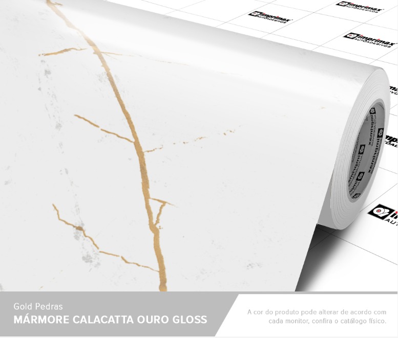 ADESIVO GOLD PEDRAS MARMORE CALACATTA OURO GLOSS 1,22 largura