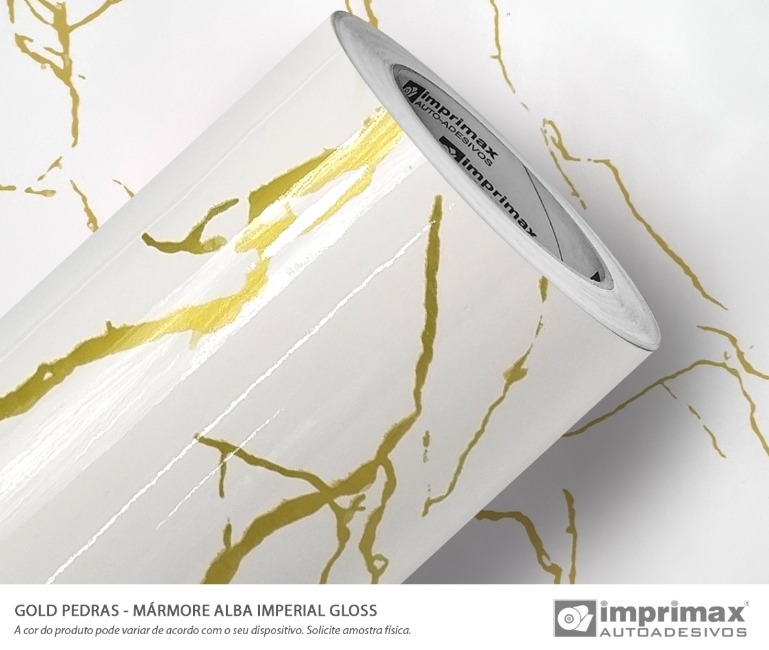 ADESIVO GOLD PEDRAS MARMORE ALBA IMPERIAL GLOSS - 1,22 largura