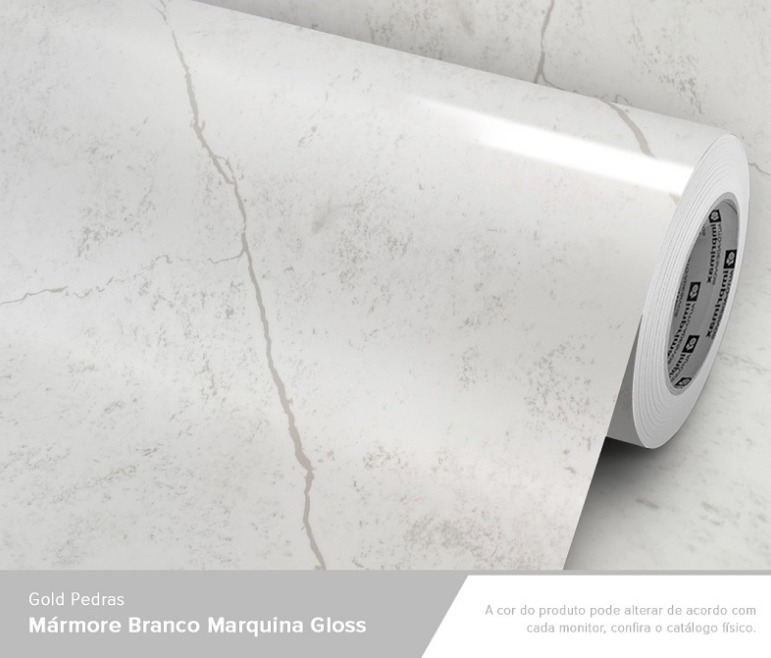 ADESIVO GOLD PEDRAS MARMORE BRANCO MARQUINA GLOSS - 1,22 largura