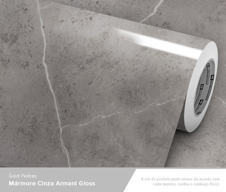 ADESIVO GOLD PEDRAS MARMORE CINZA ARMANI GLOSS - 1,22 largura