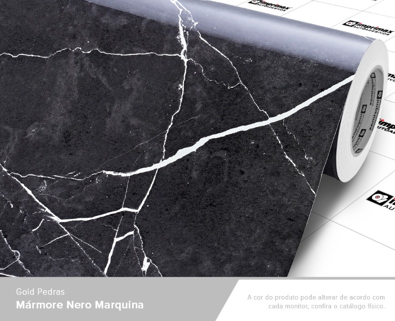 ADESIVO GOLD PEDRAS MARMORE NERO MARQUINA - 1,22 largura