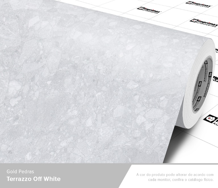 ADESIVO GOLD PEDRAS TERRAZZO OFF WHITE - 1,22 largura