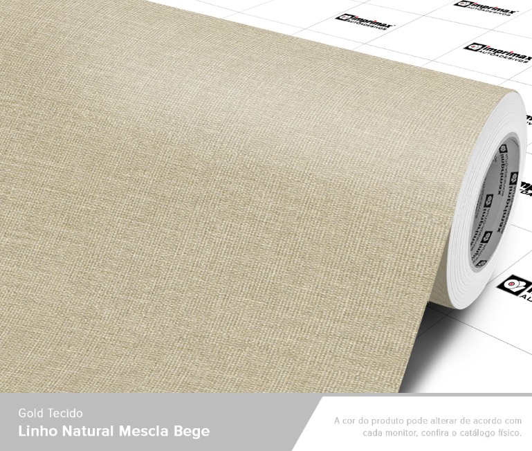 ADESIVO GOLD TECIDO LINHO NATURAL MESCLA BEGE - 1,22 largura