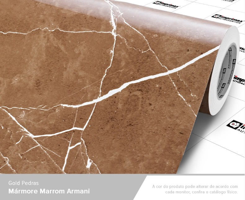 ADESIVO GOLD PEDRAS MARMORE MARROM ARMANI - 1,22 largura