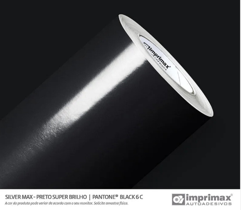 ADESIVO SILVER MAX PRETO SUPER BRILHO - 1,22 mts largura